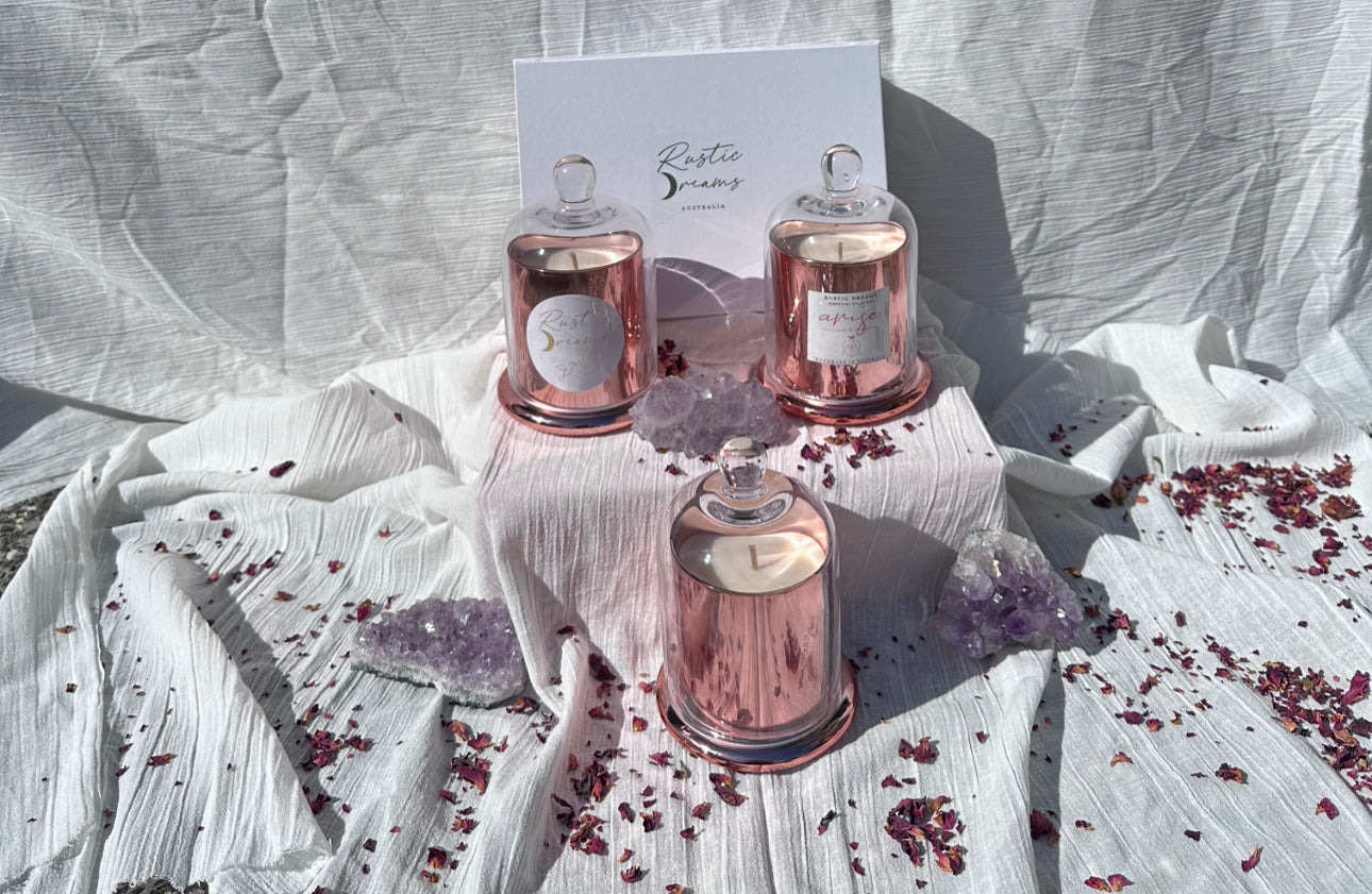 Self Love Gift Box - Scented Soy Candle - Essential Oil Roller - Wick Trimmer - Rose Quartz - Bath Salts
