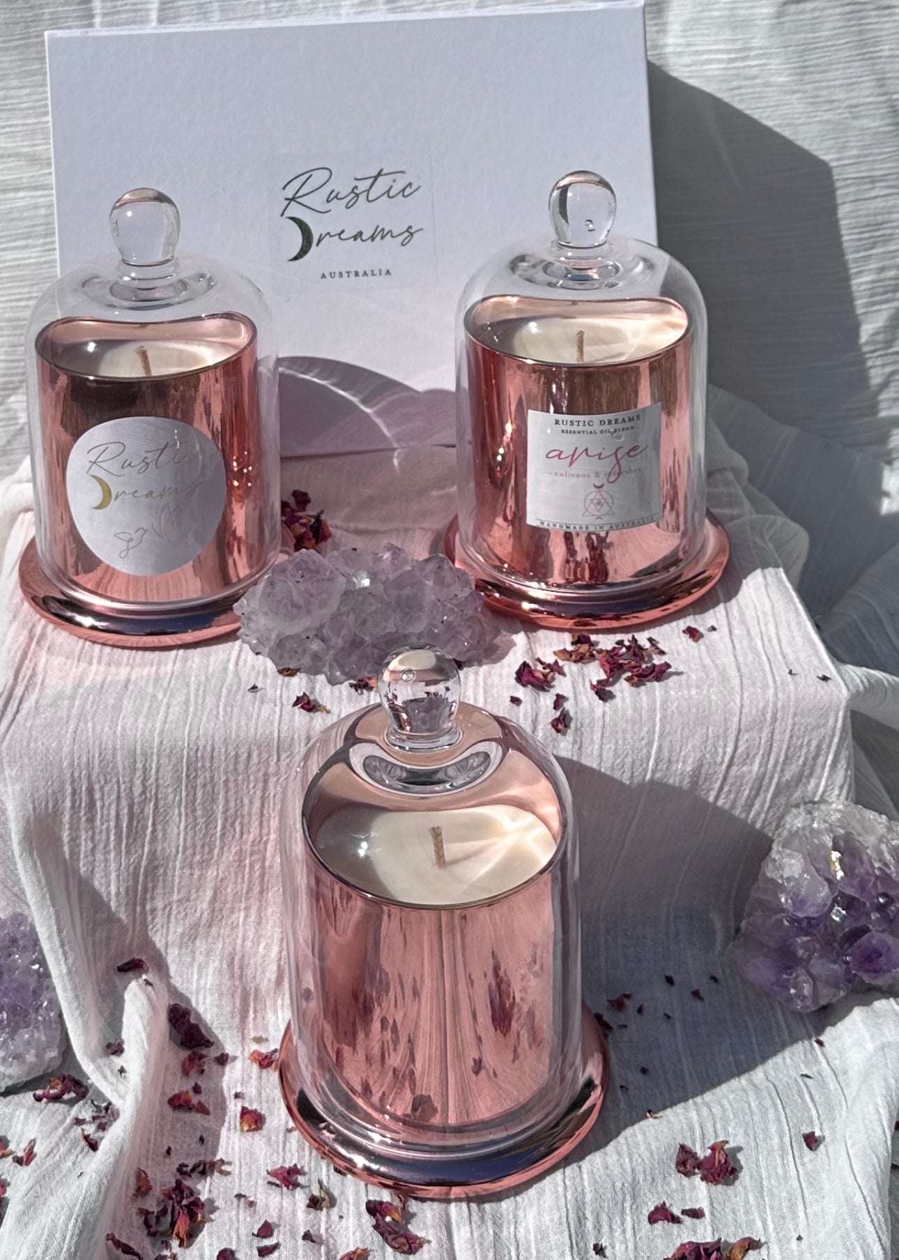 Self Love Gift Box - Scented Soy Candle - Essential Oil Roller - Wick Trimmer - Rose Quartz - Bath Salts