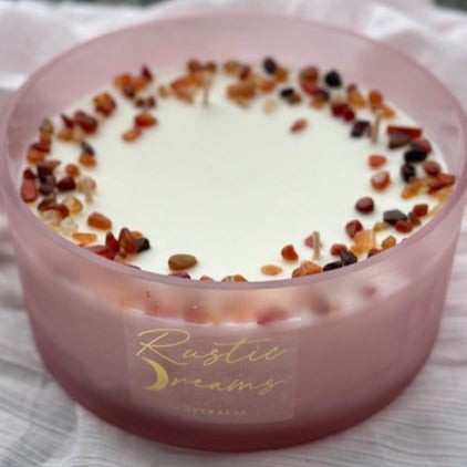 Large 4 Wick Soy Candle - Crystal Infused