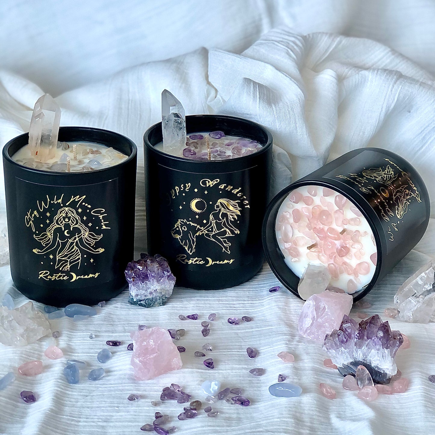 Earth Child Collection - Crystal Infused Scented Soy Candles